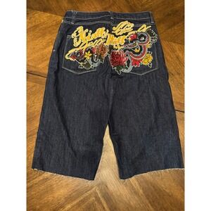 Ninth Hall Ambush Mens Denim Shorts Size 30 Embroidered Snake Dragon Art |P1